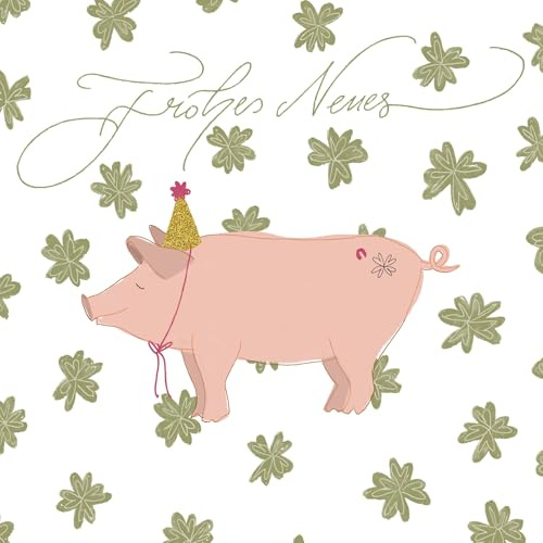 20 Servietten Silvester Partyschweinchen fürs neue Jahr als Tischdeko. Papierservietten mit Motiv. Auch für Decoupage und Serviettentechnik 33x33cm