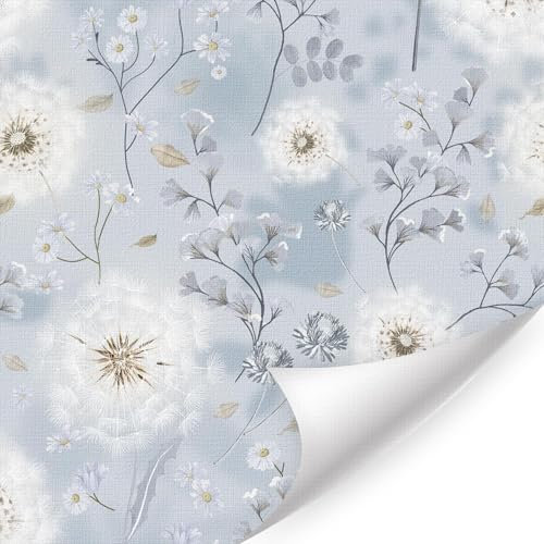 CHDITB Boho Dandelion Flower Wallpaper,Blue Floral Wallpaper Peel and Stick(44x300cm) Blue Flower Bedroom Room Wall Stickers,Self Adhesive Daisy Wall Decor for Bedroom Kitchen Cabinets