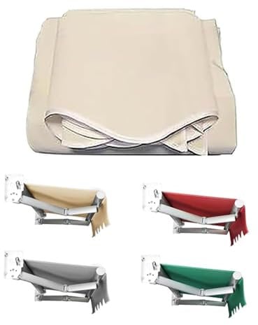 SMELEDFCFK Ersatzstoff Markisenstoff Markise Ersatztuch 3M 4M 5M 6M 7M Markisenbespannung Canvas Sonnenschutz Markisentuch UV Schutz Sonnenmarkise Abdeckung(Beige,16x10ft/500x300cm)