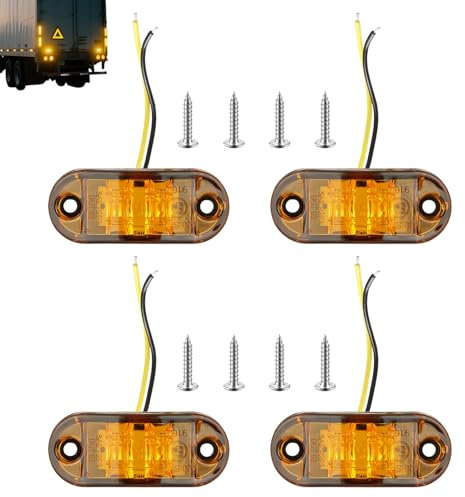 BIVOFU 4 PCS LED Seitenmarkierungsleuchten 12 / 24V Anhänger-Seitenleuchte Licht Gelb, Universelle Positionslichter für Lkw, Anhänger, Van, Wohnwagen, Bus, Boot, Lkw, Auto, Vorder- und Rückleuchten