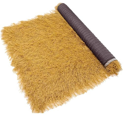 Techo de Paja Sintética Ignífugo, Rollo de Paja Tiki Artificial para Cubiertas de Sombrilla Patio Hawaiana Fiesta Jardín Tiki Bar Cabaña Decoraciones Terraza(Size:0.5*10m(1.6*32ft),Color:amarillo)