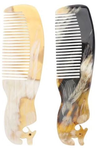 NOLITOY 2 Stück Hornkammmassagegerät Büffel Kämme Ochsenkamm Keratin massieren Kamm aus Horn Kuhhornkamm Hornpinsel für Haare Hornkamm für Damen entwirren Kamm Hörner Zufällige Farbe
