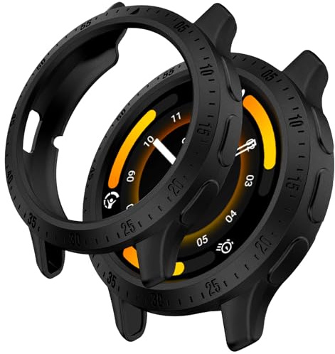 [2Stück] Kamita Schutzhülle Kompatibel mit Garmin Venu 3 45mm, Weiches TPU Bumper Case ohne Displayschutzfolie, Stoßfest Voller Körper Schutz Gehäuse für Garmin Venu3 45 (Schwarz*2)