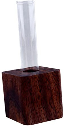 TOYANDONA 1 Stück Blumenvase mit Holzständer Reagenzglas Vase für Tischdeko für Trockenblumen und Luftpflanzen Natürliche und Einzigartige Dekoration