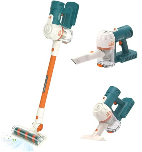 Vacuum Toy, Kids Vacuum Cordless Wall Hanging Toddler Cleaner Battery Realistic Working Powered Interactive for Home