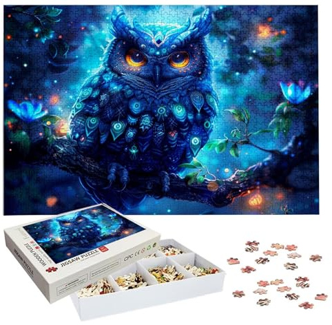 Puzzle 2000 Teile Erwachsene, Baum Puzzle 2000 Teile, Herausforderndes Rätsel, Eule Holzpuzzle Erwachsene mit Exquisiter Verpackungsbox, Puzzlespiele für Die Ganze Familie, Wanddeko Geschenk H-1860