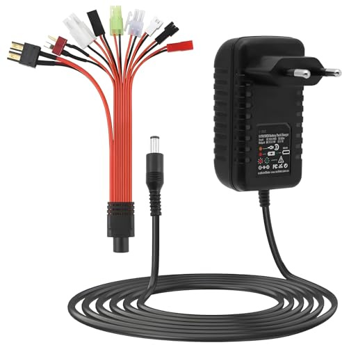 Tosiicop NiMH/NiCD Akku Ladegerät - 2.4V-12V NiMH Battery Balancer Charger 0.5A-1A für 2S-10S RC Ladegerät Kompatibel mit Tamiya und Mini Tamiya 9-in-1 Stecker für Airsoft RC Auto Kletterautos