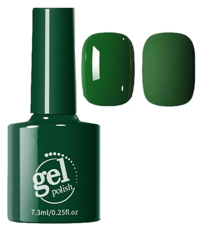 Forest Green Gel Nail Polish, Dark Green Gel Polish, Soak off UV/LED Gel Nail Varnish, Long Lasting & Easy to Apply Nail Art Manicure Salon for Women DIY at Home