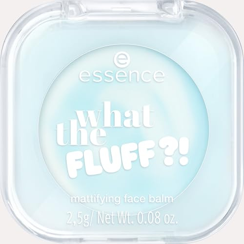 essence WHAT THE FLUFF?! mattifying face balm, Puder, Nr. 01, Blau, mattierend, matt, vegan, ohne Parfüm, ohne Alkohol, ohne Parabene, 1er Pack (2.5g)