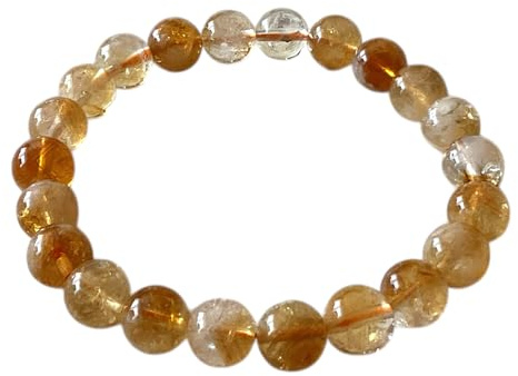 Steinfixx Citrin (gebrannt) Perlenarmband I 8mm I 19cm I starker Heilstein I handgefertigt I elastisch I Brasilien I AAA-Qualität I Geschenkverpackung