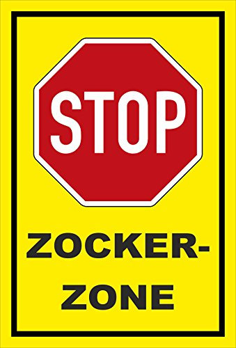 Melis-Folienwerkstatt Schild - Stop - Halt - Zocker-Zone – 30x20cm | stabile 3mm Starke PVC Hartschaumplatte – S00357-018-C +++ in 20 Varianten erhältlich