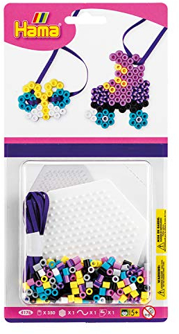 Hama Perlen 4176 Kleines Set Rollschuh mit ca. 350 bunten Midi Bügelperlen mit Durchmesser 10 mm, Stiftplatte, inkl. Bügelpapier, kreativer Bastelspaß für Groß und Klein