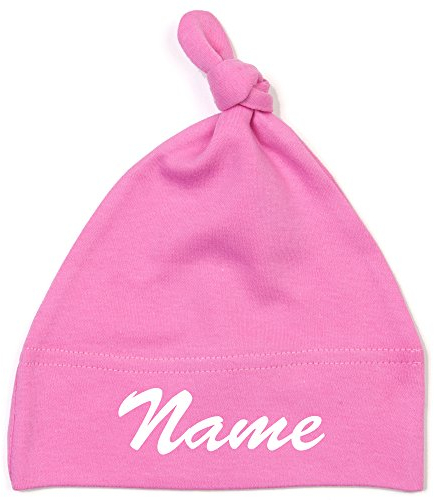 Schnoschi Babymütze in pink mit Namen hochwertig Bestickt/gestickt