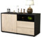 Stil.Zeit TV Schrank Lowboard Alessia, Korpus anthrazit matt, Front Holz Design Zeder (92x49x35cm), Push to Open Technik & Leichtlaufschienen