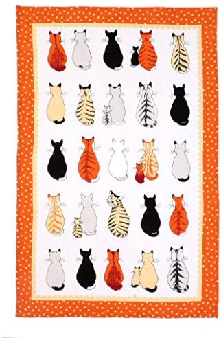 Ulster Weavers Cats in Waiting Tea Towel, 100% Cotton - With Cute Orange Cat Animal Hand Drawn Design - Kitchen and Cooking Gifts for Bakers & Chefs - Homeware & Kitchenware Range