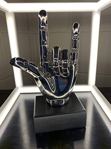 Febland Ceramic I Love You Hand Sign, Silver, Small