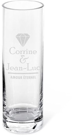 CADEAUX.COM - Vase Cylindrique en Verre Transparent à Fond Epais - Noces - Vase Personnalisable 26,5cm - Idée Cadeau Personnalisé par Gravure avec Prénom Et Message - Cadeau Saint Valentin Mariage