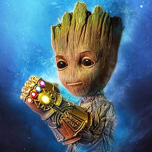 DIY 5D Diamant Malerei Kits für Kinder & Erwachsene, 40,6 x 40,6 cm Full Drill Kristall Strass Malen nach Zahlen Kits mit dem Thema Marvel Groot