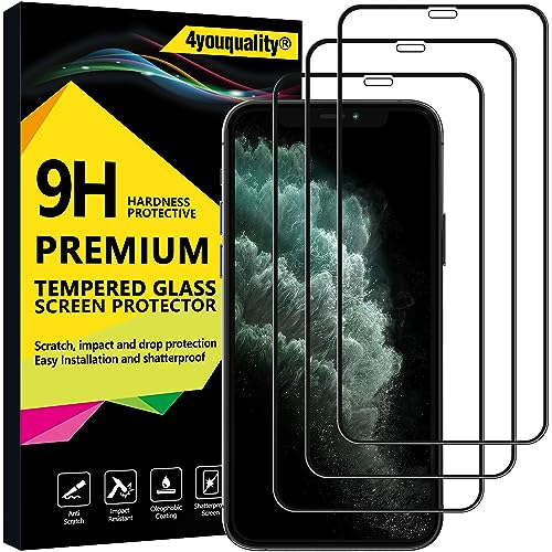 4youquality - Protezione per display smartphone, in vetro temperato, copertura completa, per iPhone XS Max e iPhone 11 Pro Max, confezione da 3