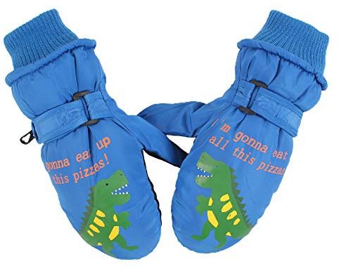XIAOHAWNG Bambino e Bambina Dinosauro Impermeabile Inverno Guanti per Bambini Guanti Ragazzi e Ragazze 2-8 Anni