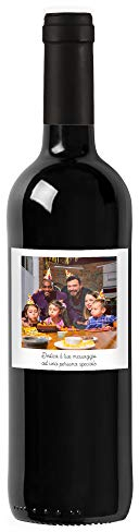 Bottiglia con etichetta personalizzata di vino IGT Toscana Rosso - Idea regalo esclusiva e originale per compleanno (0,75L, Foto e dedica)