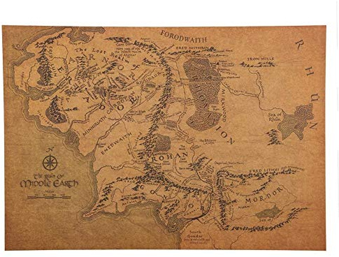 Vintage Middle Earth Map on Poster Home Decor Wall Sticker Retro Kraft Paper