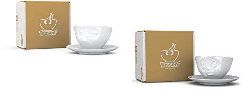 2 x Tasse by FIFTYEIGHT - verpennt + och bitte - Kaffeetassen 2-tlg. weiß