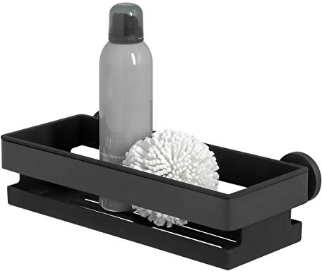 Tiger Noon Étagère de Douche, Panier de Salle de Bain et de Douche, pour Shampoing, Après-shampoing, Savon, sans Perçage, Fixation par Collage Tigerfix ou Vissage, Noir, 30 x 8 x 14 cm