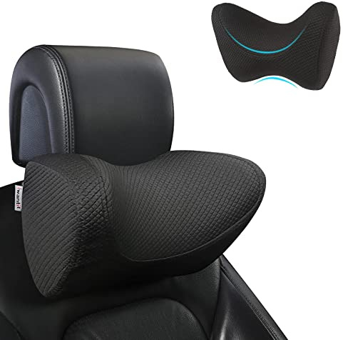 iwantit Almohadas para reposacabezas de Asiento de automóvil con Espuma viscoelástica Resistente, Cojines para el Cuello del Coche para aliviar la rigidez del Cuello y Apoyo con Correas Ajustables y