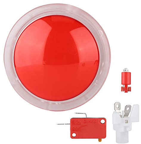 Lazmin112 Botones pulsadores de botón de lámpara de luz LED de 100 mm Botones pulsadores de Videojuegos de Grandes y Redondos Interruptor de botón pulsador de Reproductor(Rojo)