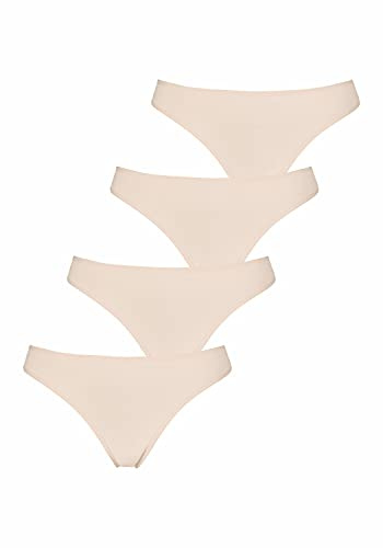 Lascana Damen String | 4er-Pack, flache Einfassungen, weiche Baumwoll-Elasthan-Qualität, für jeden Tag geeignet