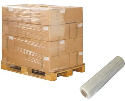 JECO - Lot de 12 rouleaux de film étirable manuel transparent 450mm x 300m 17µ bobine film extensible pré-étiré emballage palette colis déménagement
