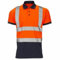 Hi Viz VIS High Visibility Polo Shirt Yellow Orange Navy Safety Security Work Button Breathable Lightweight Workwear Top Reflective Tape Small to 3XL (Orange Navy, Small)