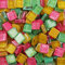 Bunte Glasmosaikfliesen,Bulk-Quadrat Mosaiksteine Glitzerkristall Glasstücke,Glasfliesen Glassteine für Basteln, Haus Deko, 200g, 1 x 1 cm(Süssigkeit)