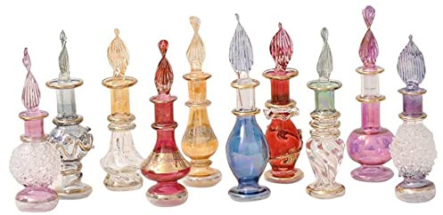 Lot de 3 soufflé à la bouche Egyptian Perfume BOUTEILLES verre de 4 à 6 cm environ