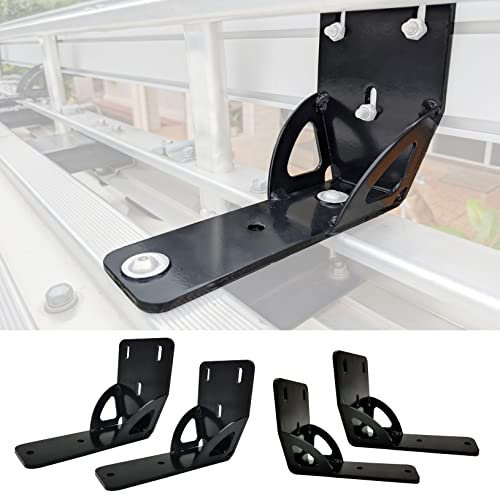 LicBund 813402 50mm Awning Bracket Gusseted Awning Holder Compatible with Thule Rhino Heavy Duty Bar (4 Awning Bracket)
