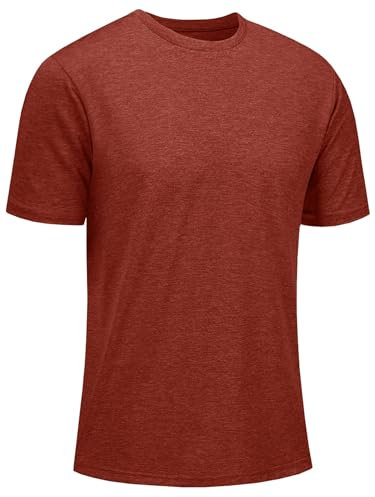 KEFITEVD Men's Breathable Running T Shirt Short Sleeve Quick Dry Tops Lightweight Sports T-Shirt Dark Orange, S