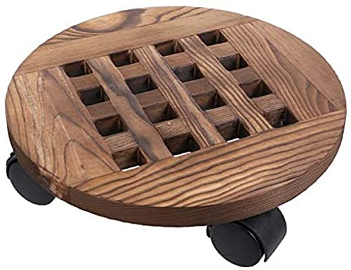 Mavoorick Pflanzenroller Holz Blumentopf Behälter Roller Runde Blumenroller Pflanze Untersetzer Rollen Pflanze Blume Untersetzer Indoor Outdoor Garten Home Dekoration Gartengeräte-40cm