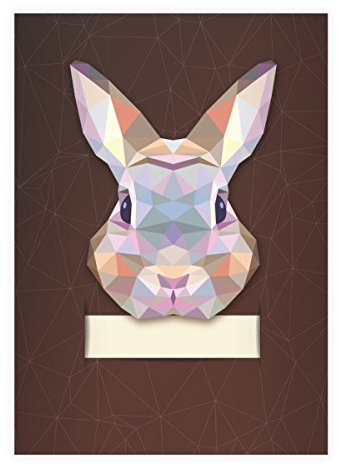 Kartenkaufrausch 4x Puschelige Haustier DIN A4 Schulhefte, Rechenhefte mit polygonalem Hasen in braun Lineatur 28 (kariertes Heft)