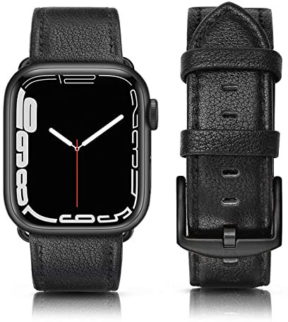 Tuocal Cuir Véritable Bracelet Compatible avec Bracelet Apple Watch 42mm(Series3/2/1) 44mm 45mm 46mm Homme Femme, de Remplacement Bracelet Compatible avec iWatch Series 10 9 8 7 6 5 4 3 2 1 SE