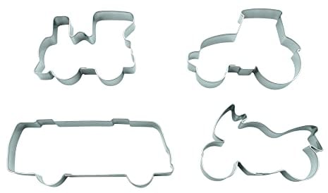 BekkiB - Lot de 4 emporte-pièces « véhicules » – Emporte-pièces en acier inoxydable – Passe au lave-vaisselle – 23567