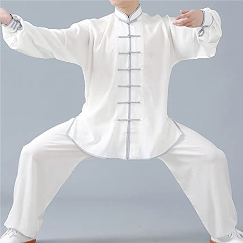 WoCOyo Tai Chi Anzug Freizeit Einfarbig Kampfkunst Anzug Unisex Sanft Baumwolle und Leinen Kung Fu und Tai Chi Uniform Traditionelle Chinesisch Kostüm für Meditation und Qigong