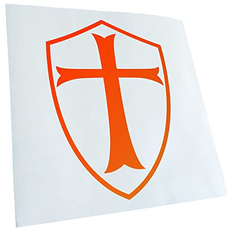 Kiwistar - Autoaufkleber - Neonorange - 24x17cm Kreuzritter Schild - Heckscheibe Auto Aufkleber wetterfest für Kfz LKW Mofa Truck - Sticker außen selbstklebend Tuning Zubehör für Fenster Fahrzeug
