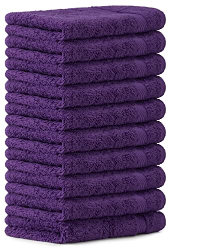 Luckytowel 10er Set Seiftücher 30x30 cm 100% Baumwolle, 600g/m² Oeko-Tex Waschlappen Set 10er Pack Lila
