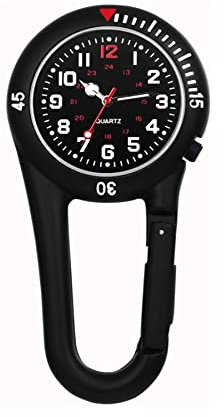Avaner Taschenuhr mit Karabiner Digital Karabineruhr mit leuchtendes Zifferblatt, leuchtende Zeiger, Mattes Gehäuse Unisex FOB Analog Quarzwerk Rucksackschnalle Uhr für Klettern Sport