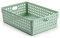 CABLEPELADO Cesta de almacenamiento organizador plastico, Organizador de plástico, Cesta organizadora de plástico, Incluye asas, 29 cm de largo, 20 cm de ancho y 9 cm de alto, Verde claro