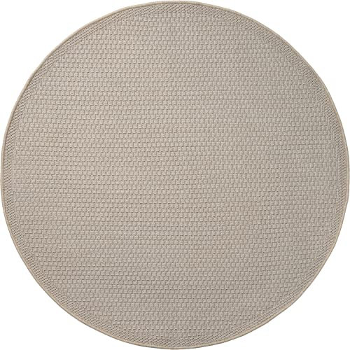 Mia´s Teppiche Tulsa - Outdoor-Teppich für Terrasse und Balkon - Wetterfest, UV-Beständig, Wasserabweisend, Pflegeleicht, Robust und Strapazierfähig, Beige, 120 cm Rund