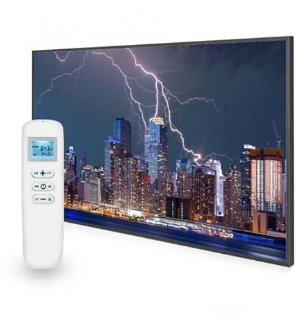 Mirrorstone Urban 900W Smart Wi-Fi Infrared Picture Heater, Electric Heating Panel, Low Consumption Home Living Room (Thunderstorm)