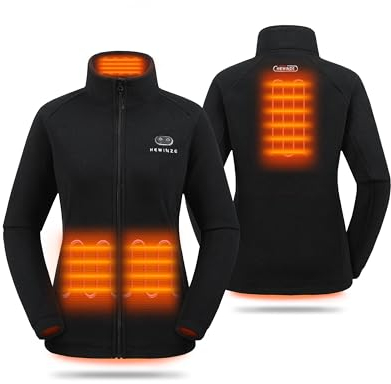 HEWINZE Beheizte Fleecejacke für Unisex – elektrische Dual-Control-Heiz-Wärmejacke mit 7,4V Akku
