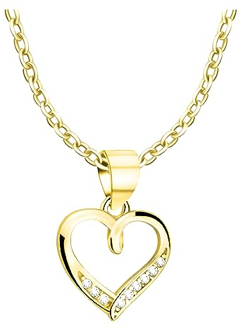 Sofia Milani - Damen Halskette 925 Silber - vergoldet/golden - mit Zirkonia Steinen - Herz Anhänger - N0693